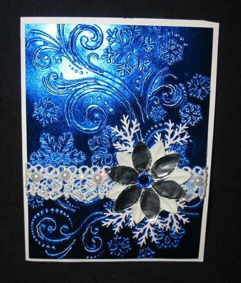 Blue Foil Snowflake Embossed Card