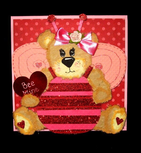 Handmade Paper Pieced Bear Bee Valentine Card