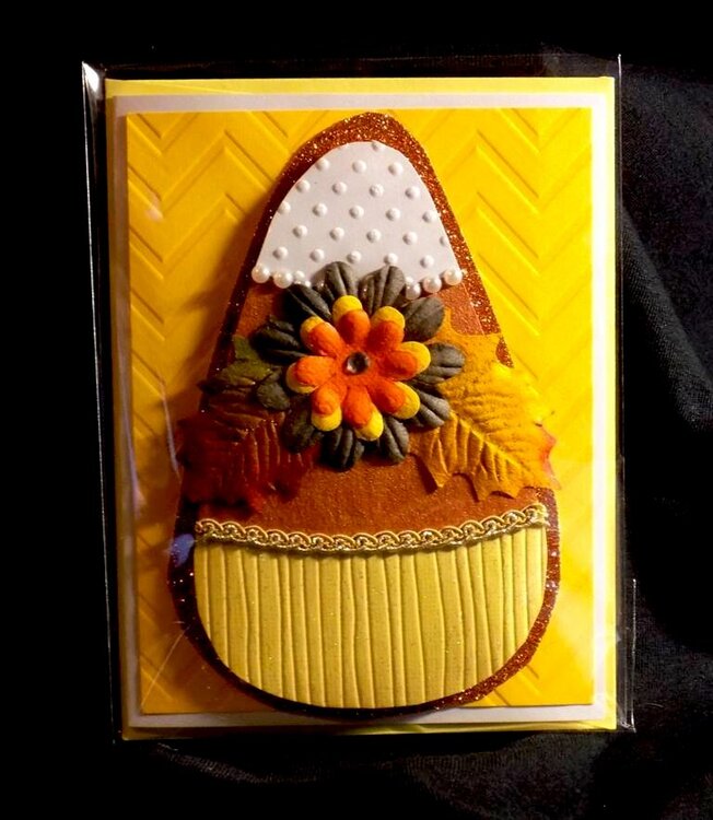 Handmade Paper Pieced Candy Corn Card