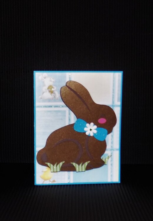 Three dimensional paper pieced Chocolate Easter Bunny Card