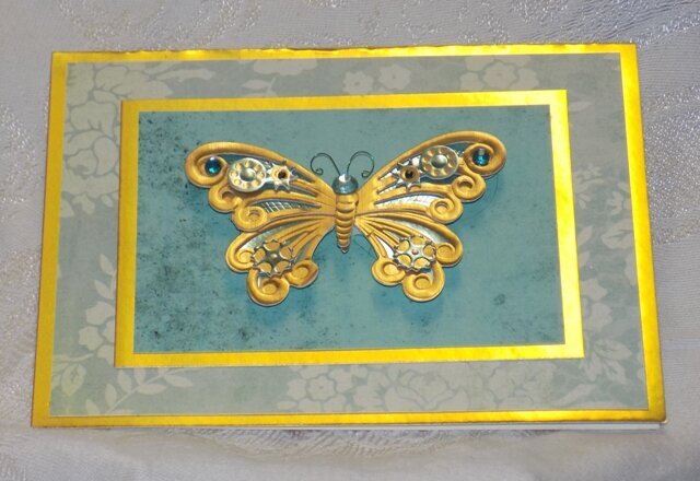 Gold Foil &amp; Teal Steampunk Butterfly