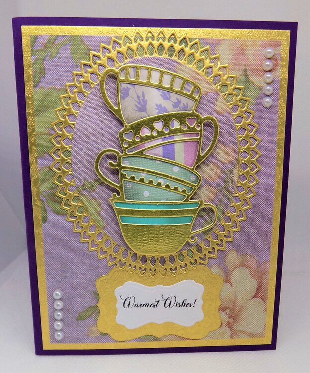 Handmade Warmest Wishes Tea Cup Card
