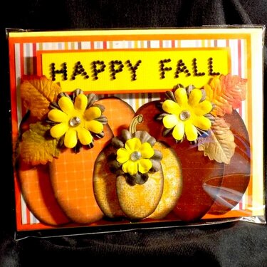 Handmade Paper Pieced Pumpkin Trio Happy Fall Card