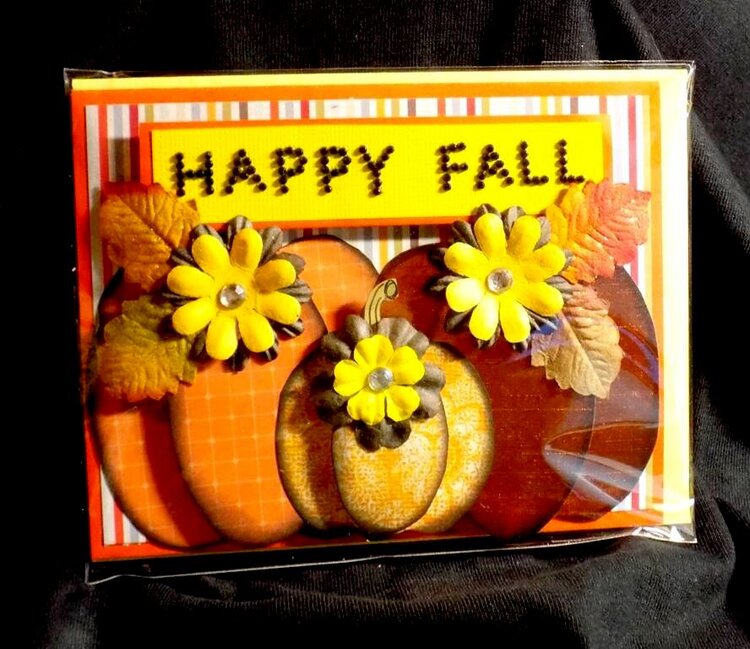 Handmade Paper Pieced Pumpkin Trio Happy Fall Card