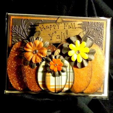 Happy Fall Y&#039;all Handmade Paper Pieced Pumpkin Trio Card