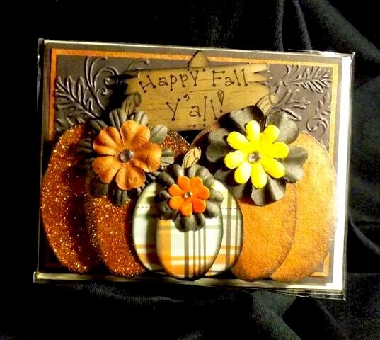 Happy Fall Y&#039;all Handmade Paper Pieced Pumpkin Trio Card