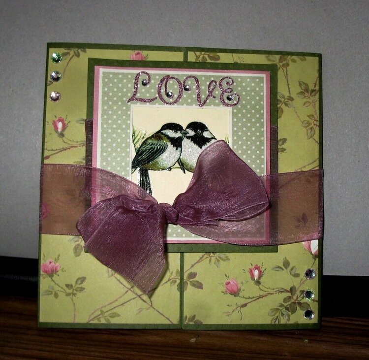 Handmade Gate Fold Love Birds Anniversary Card