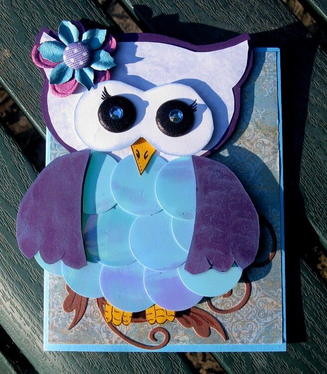Paper Pieced Owl Card - Handmade Three Dimensional