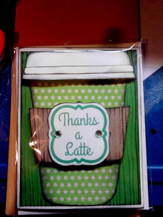 Handmade Three Dimensional Thanks A Latte Coffee Cup Card