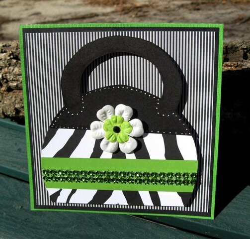 Lime and Zebra Handbag Card