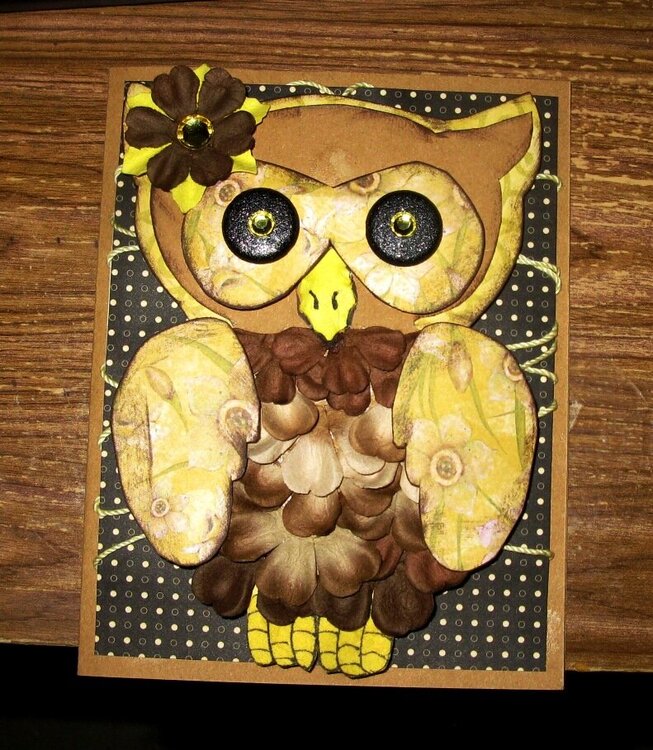Handmade Three Dimensional Paper Pieced Owl