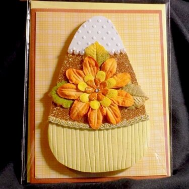 Yummy Glitter &amp; Pearl Three Dimensional Candy Corn Card