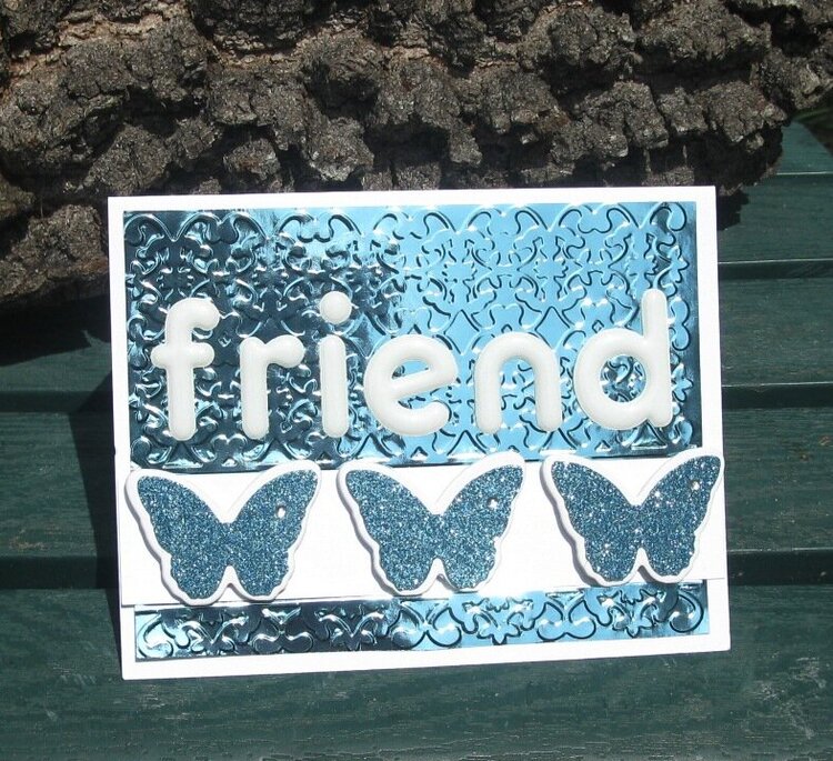 Embossed Turquoise Foil Friend Card