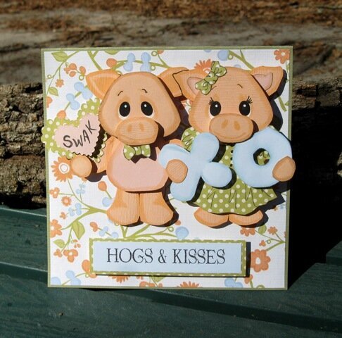 PAPER PIECED HOGS AND KISSES CARD