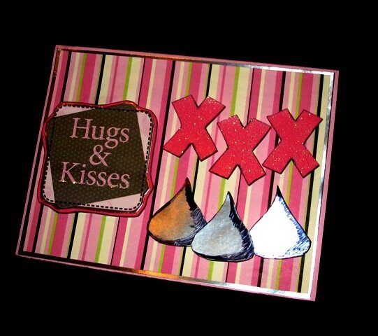 Handmade Three Dimensional Hugs &amp; Kisses Card