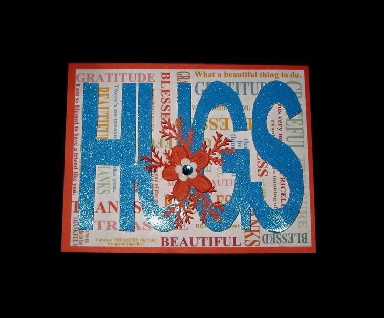 Coral and baby Blue HUGS card