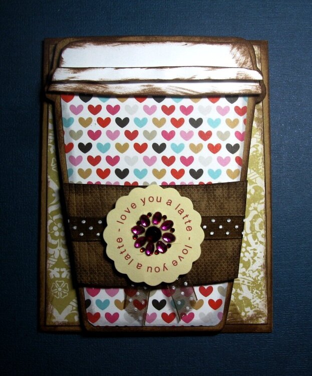Paper Pieced Coffee Cup Card - Love You a Latte