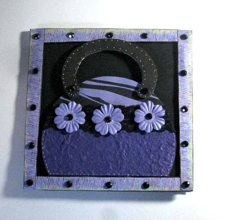 Handmade Purse or Handbag Card Purple and Black