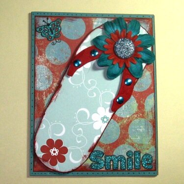 Handmade Paper Pieced Flip Flop Card - Smile
