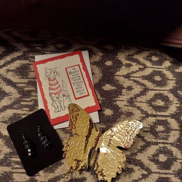 Card, earings and butterfly