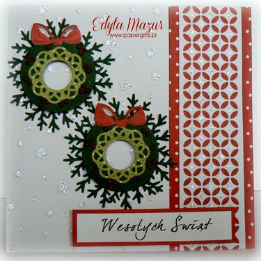 Two Christmas wreaths - christmas card