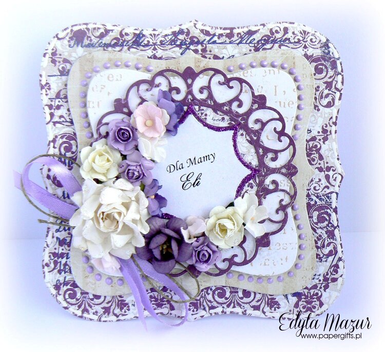 Purple patterns with beige - card for Mom