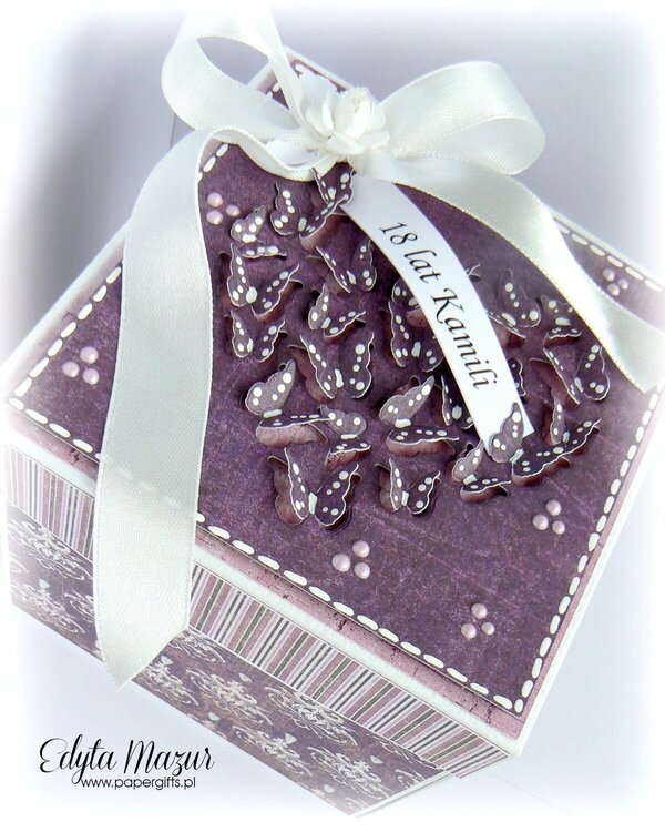 Purple with butterflies box for 18 Kamila