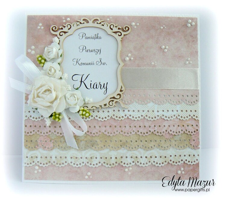 Pastel frills with frame and roses - Souvenir Holy Communion Kiara - CD case