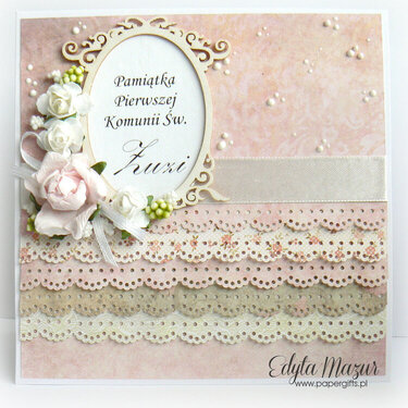 Pastel frills with frame and roses - Holy Communion Susan