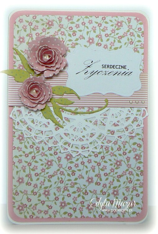 Pink roses - greeting card