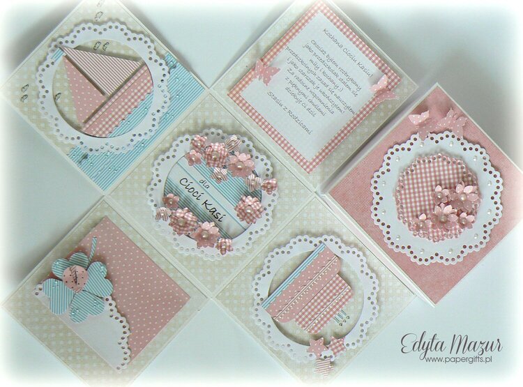 Pink blue and beige box for Aunt Kate