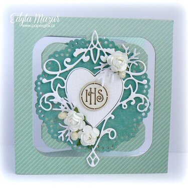 Turquoise with heart and roses - Souvenir Holy Communion Simon