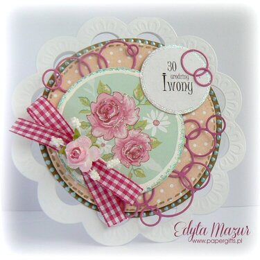 Over and over roses - birthday card for Iwona