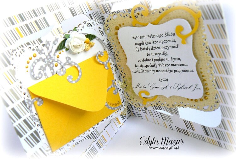 Yellow-gray with a heart - card for a wedding