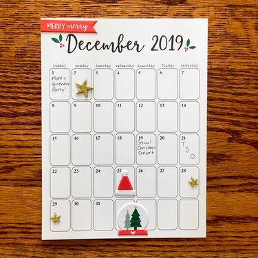 2019 December Documented Calendar Page