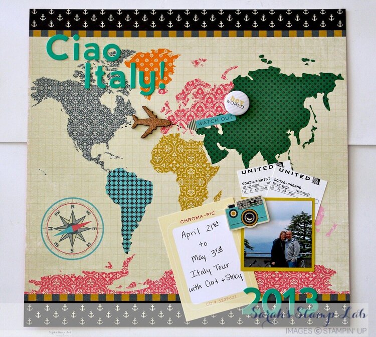 April 2014 Scraptastic Kit - Italy Book Opening Page Layout