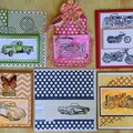 Deep Red Stamps Vintage Vehicles