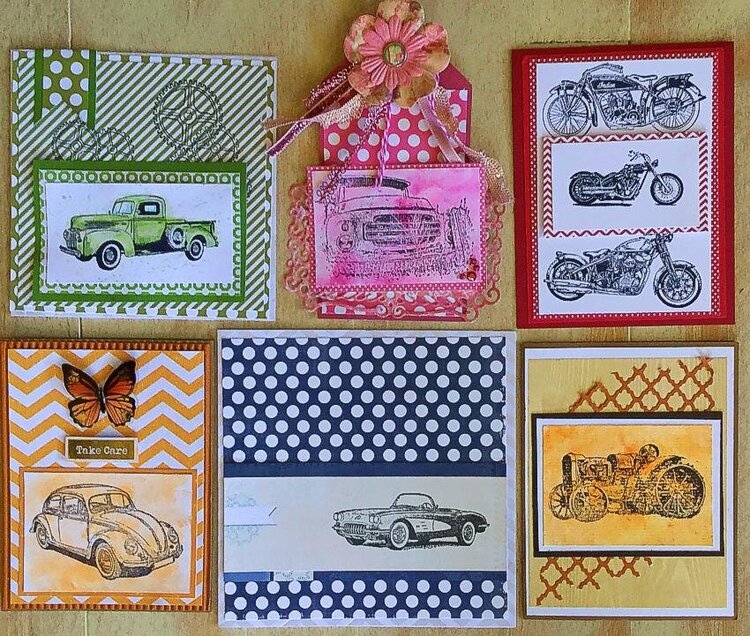 Deep Red Stamps Vintage Vehicles