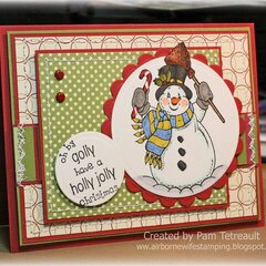 Brand New Deep Red Cling Stamp Snowman!