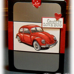 VW Bug from Deep Red Cling Stamps