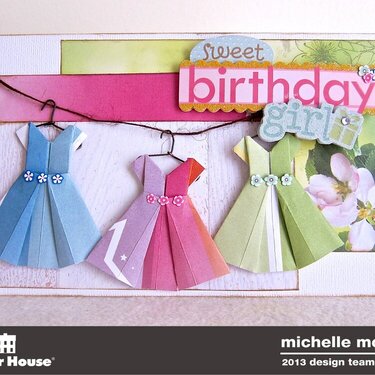 Origami Dress Birthday Girl Card