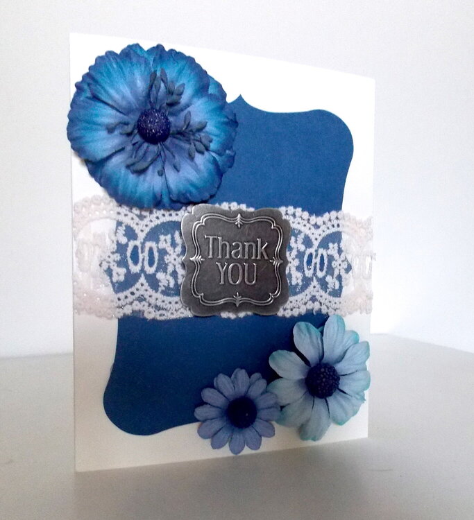 Blue shabby chic thank you card