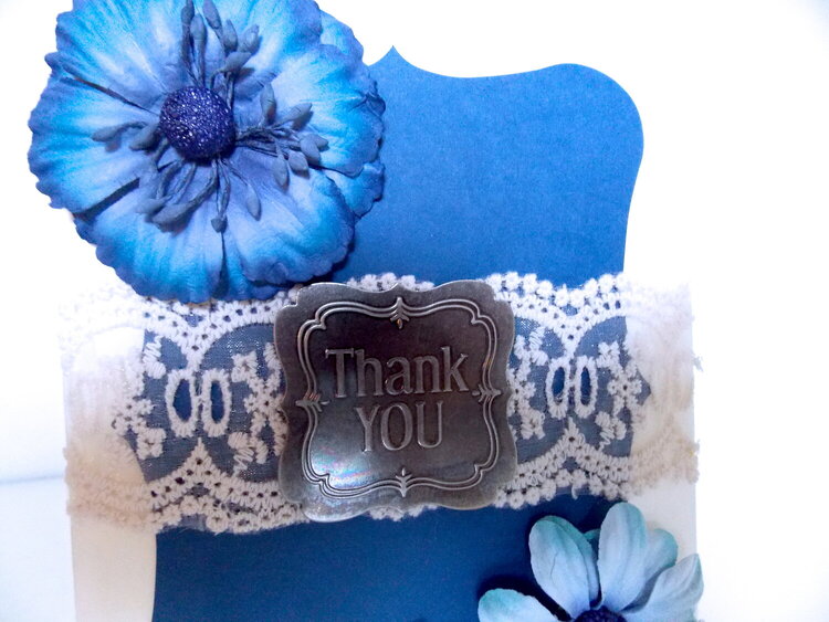 Blue shabby chic thank you card