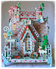 Christmas chipboard house - Prima Sweet Peppermint collection