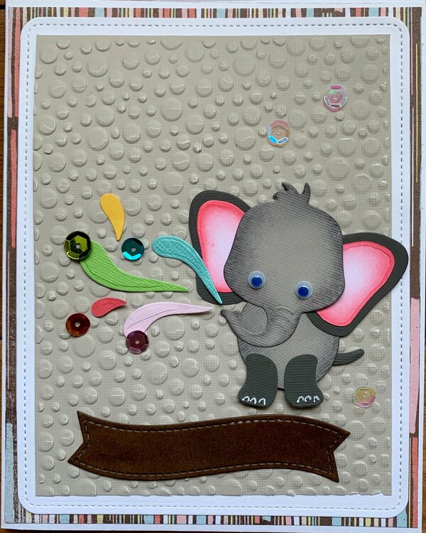 Elephant Spray Baby Card