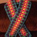 Neon granny rectangle kids crochet scarf