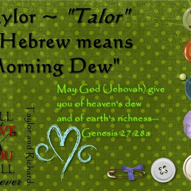 Taylor ~ &quot;Talor&quot; Meaning in Hebrew