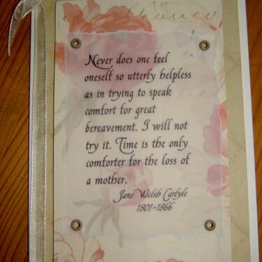 Bereavement card for a mother