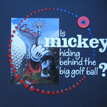 Is Mickey hiding behind the big golf ball?