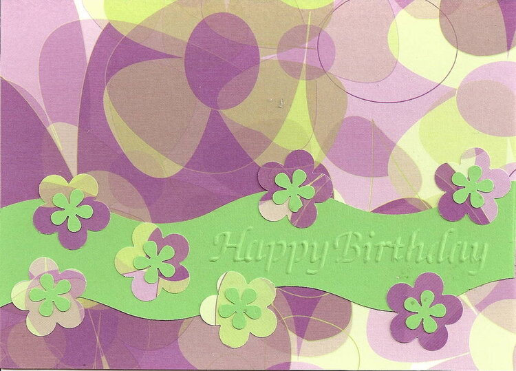 birthday card purple/green